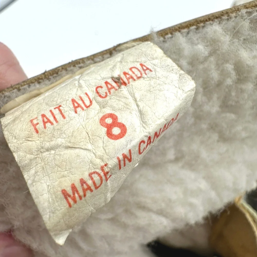 Vintage 70s Glo-Warm by Border Tan Leather Shearling Mukluk Canadian Boots 8